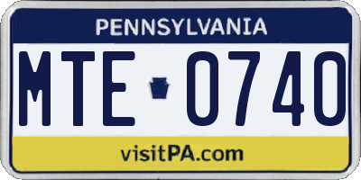 PA license plate MTE0740