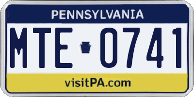 PA license plate MTE0741