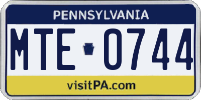 PA license plate MTE0744