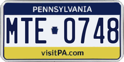 PA license plate MTE0748