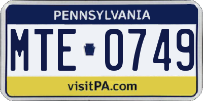 PA license plate MTE0749