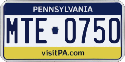 PA license plate MTE0750