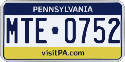 PA license plate MTE0752