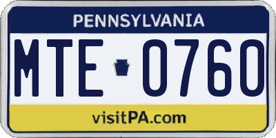 PA license plate MTE0760