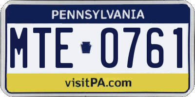 PA license plate MTE0761