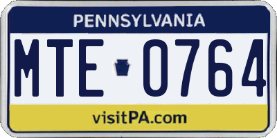 PA license plate MTE0764