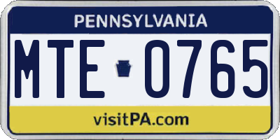 PA license plate MTE0765