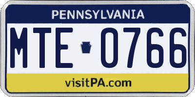 PA license plate MTE0766