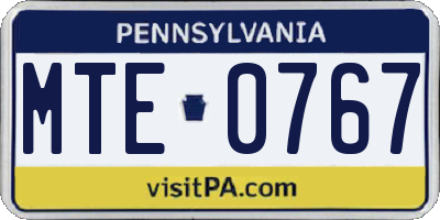 PA license plate MTE0767