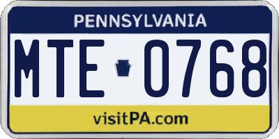 PA license plate MTE0768