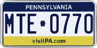 PA license plate MTE0770