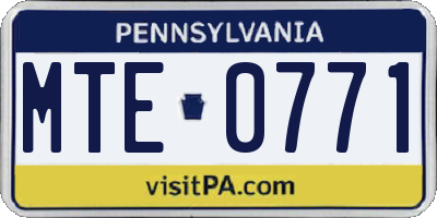 PA license plate MTE0771