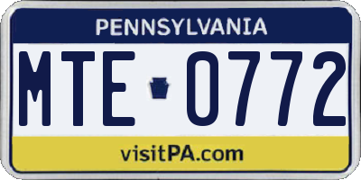 PA license plate MTE0772