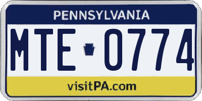 PA license plate MTE0774