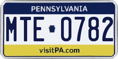 PA license plate MTE0782