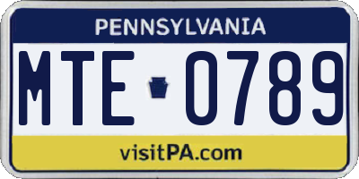 PA license plate MTE0789