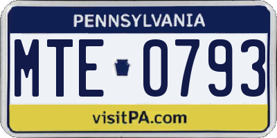 PA license plate MTE0793
