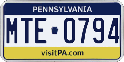 PA license plate MTE0794