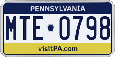 PA license plate MTE0798