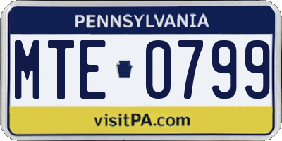PA license plate MTE0799
