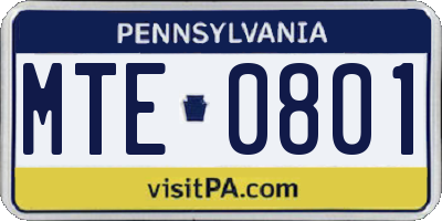 PA license plate MTE0801