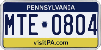 PA license plate MTE0804