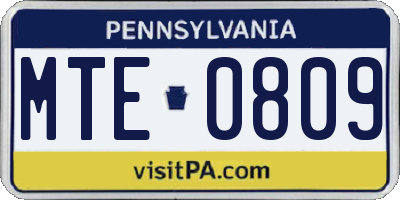 PA license plate MTE0809