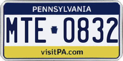 PA license plate MTE0832