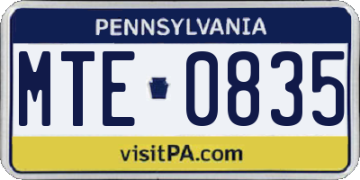 PA license plate MTE0835