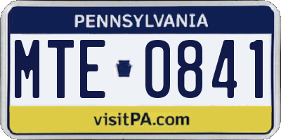 PA license plate MTE0841