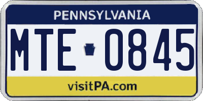 PA license plate MTE0845
