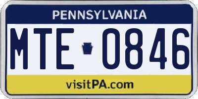 PA license plate MTE0846