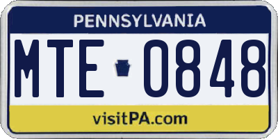 PA license plate MTE0848