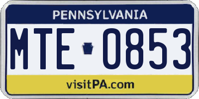 PA license plate MTE0853