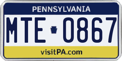 PA license plate MTE0867
