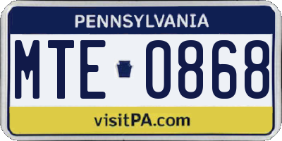 PA license plate MTE0868