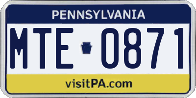 PA license plate MTE0871