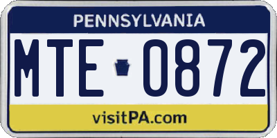 PA license plate MTE0872