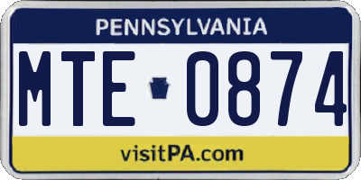 PA license plate MTE0874
