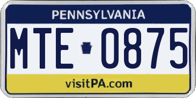 PA license plate MTE0875