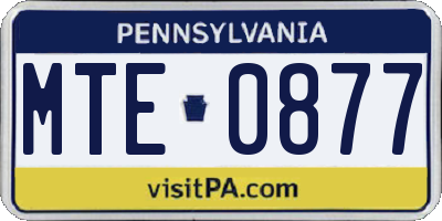 PA license plate MTE0877