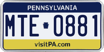 PA license plate MTE0881