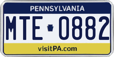PA license plate MTE0882
