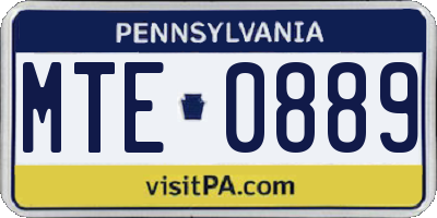 PA license plate MTE0889