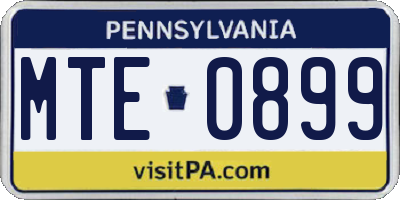 PA license plate MTE0899
