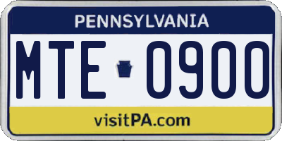 PA license plate MTE0900
