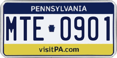 PA license plate MTE0901