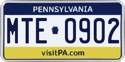 PA license plate MTE0902