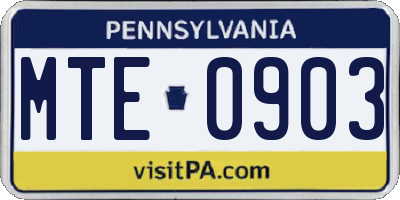 PA license plate MTE0903