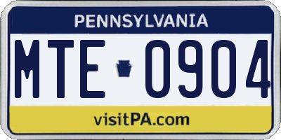 PA license plate MTE0904